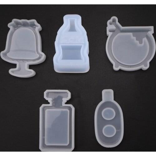 Crystal Epoxy Resin Quicksand Mold Milk Tea Coke Perfume Bottle Silicone Mould E56C