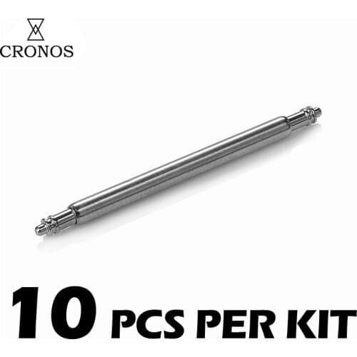 Cronos Stainless Steel Spring Bars for Watch Band Strap Pins 1.5 mm 1.8 mm 14-24 mm 10 Pcs Per Kit