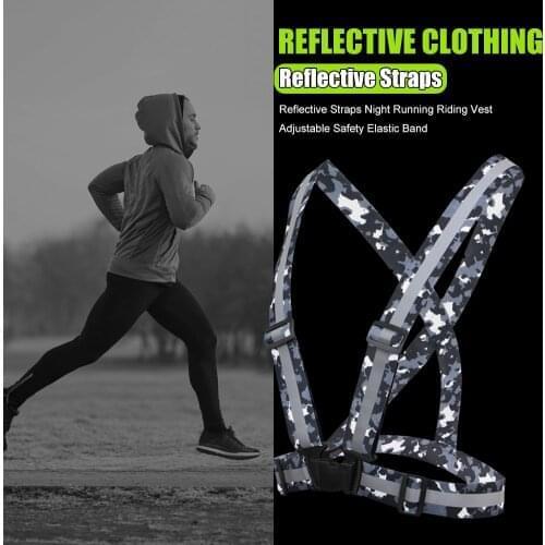 Adjustable Safety Vest Elastic Band High Visibility Reflective Safety Jacket Reflective Straps Night Running Riding Vest
