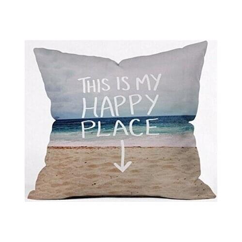 Luxury Printing Morimo Free Shipping Funny This is My Happy Place Beach Stylish Custom Zippered Square Pillow Cover Pillowcases