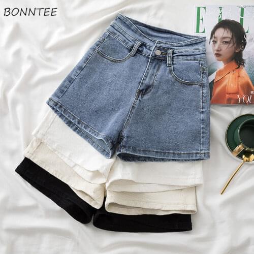 Shorts Women Pure Color Leisure All-match Fashion High Waist Korean Style Fit College Holiday Loose Female Streetwear Summer New
