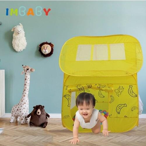 IMBABY Foldable Easy To Assemble Childrens Play House Double Door Design Baby Playpen Portable Kids Balls Pool Castle Toys Tent