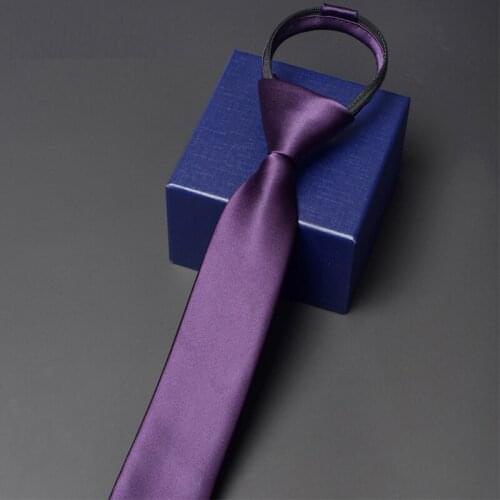 Korean Style Slim Tie For Men Brand New Business Work Necktie High Quality Fashion Formal Neck Tie Male 5CM Purple Zipper Ties