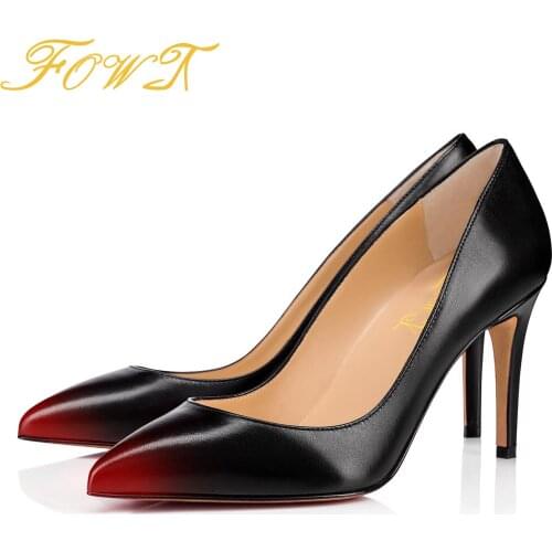 Black Flock Pointed Toe D’Orsay&Two-Piece Shallow Thin Heel Pumps Large Size 15 16 Ladies Fashion Office&Career Shoes FOWT