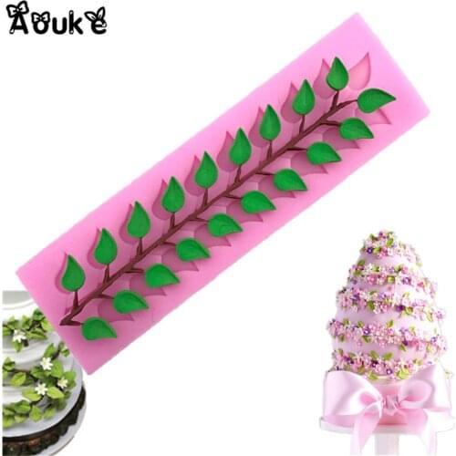 Branches Leaves Shape Cake Decoration Silicone Mold Chocolate Fondant Molds Embossed Pudding Mould DIY Kitchen Baking Tools G001
