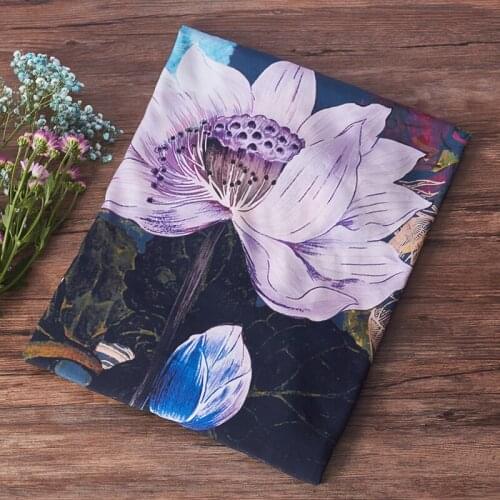 High quality rayon patchwork Digital Printing Lotus fabric High-end dresses one-piece dress clothes tissu