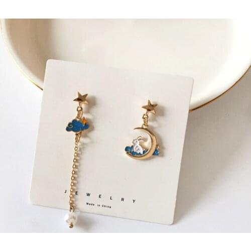 Japan Fashion Cute Clouds Star Rabbit Drop Earring For Women Simple Lovely Animal Jewelry Accessories Girl Gift
