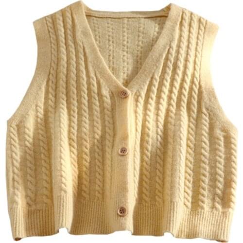 2020 New Fashion Autumn Sweater Vest Women Knitting Tops V-Neck Elegant Students Solid Simple 2XL Casual sleeveless pullovers