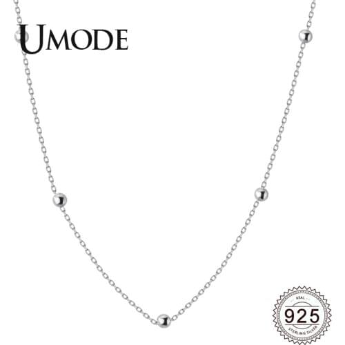 UMODE New Fashion 925 Sterling Silver Choker Necklaces for Women Rose Gold Long Link Chain Silver Necklace Jewelry ALN0452