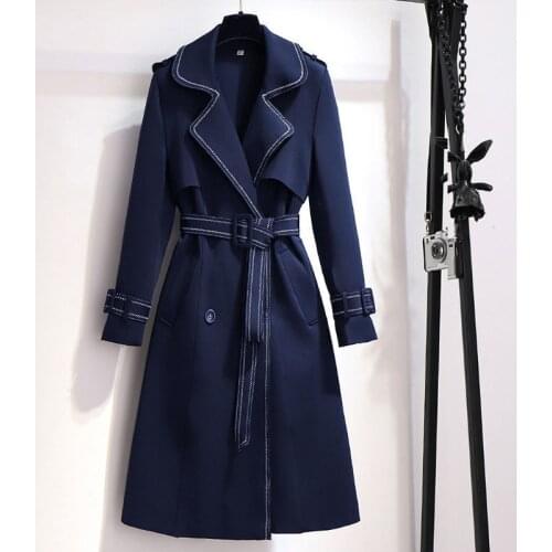 2021 Spring Trench Coat for Women Streetwear Turn-down Collar Double Breasted Coats Female Loose Plus Size 4X