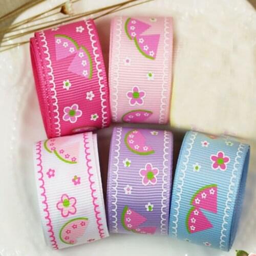 ZYOKRA Sweet 5 Colorful Watermelon Flower Printed Polyester Ribbon For DIY Sewing Home Decor