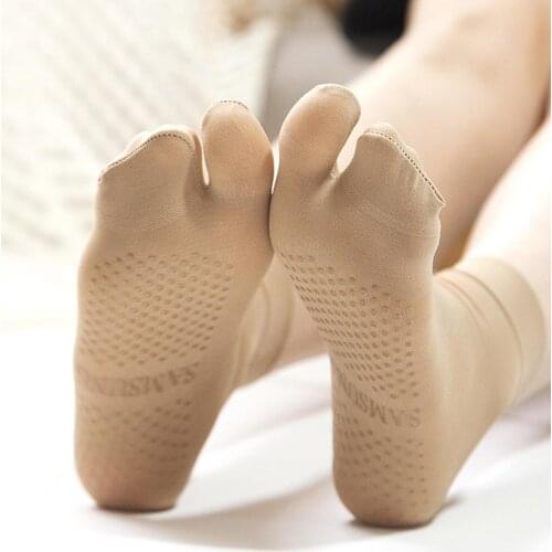 1Pair Ladies Mesh Two Finger Toe Socks Flip Flops Shallow Antiskid Invisible Two Finger Nonslip Silk Stockings women shocks