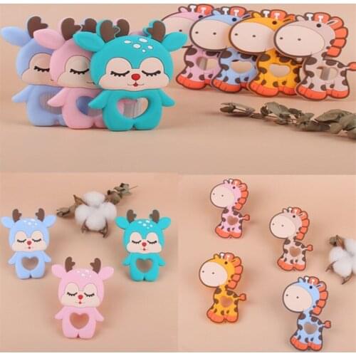 1PC Baby Teether Food Grade Silicone Teething Teether Toy Cartoon Rodent Bebe Teething Toys Chewing Pacifier Clip Holder Pandent