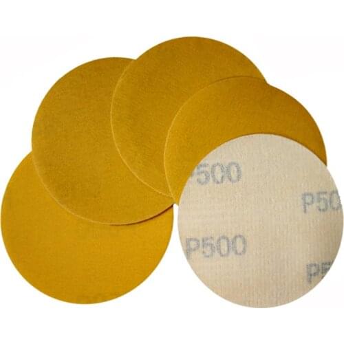100pcs Gold Sandpaper - 2" 3" Sanding Discs Aluminium Oxide 80 320 500 Grits Hook Loop for Polishing & Grinding