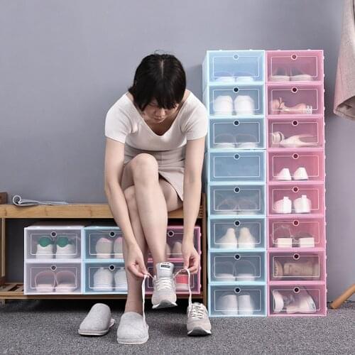 2020 Multilayer composite Shoe Storage Box Rectangle PP Thickened Shoes Organizer Drawer Shoe Boxes Plastic Box Set Shelf