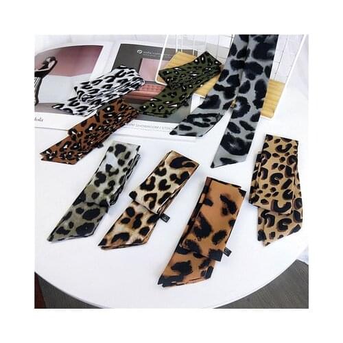 2020 Fashion Leopard Scarf Women Bag Scarf New Brand Skinny Scarf For Women Head Neck Long Handle Bag Scarves Wraps