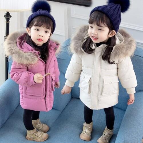 2020 Faux Fur Decoration Down Coat Baby Girls Winter Jacket High Quality Hooded Outerwear Baby Girl Winter Clothes