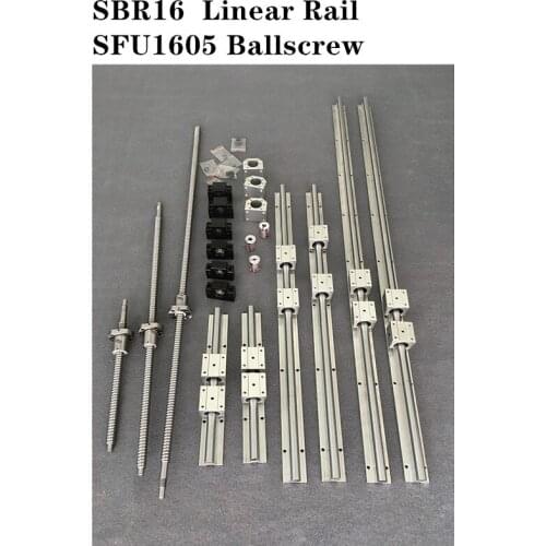 6set SBR16 -400/900/1500mm Linear Guide Rail +3set SFU1605 - 400/900/1500mm Ballscrew set + 3set BK/BF12 CNC Parts