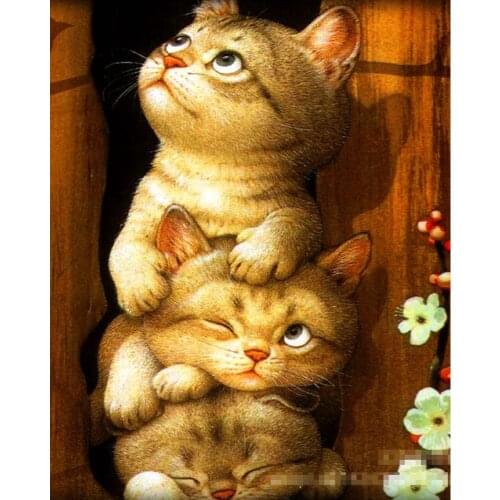 LaoJieYuan animal Lovely cats DIY Crystal full 5D plastic diamond painting cross stitch kit art 3Dmosaic square rhinestone