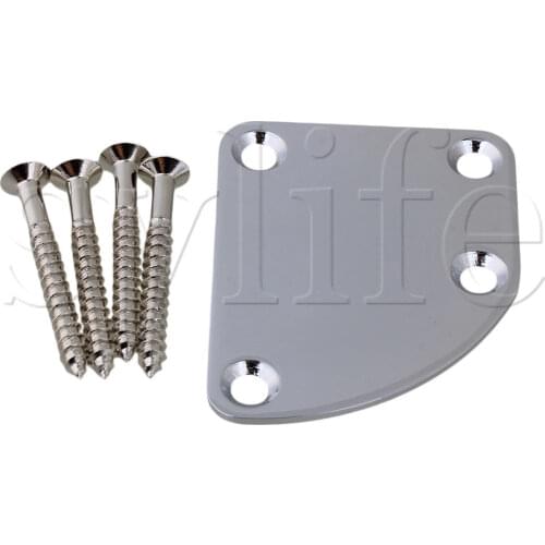 ASYMMETRIC GUITAR NECK BACK PLATE & SCREWS/CHROME
