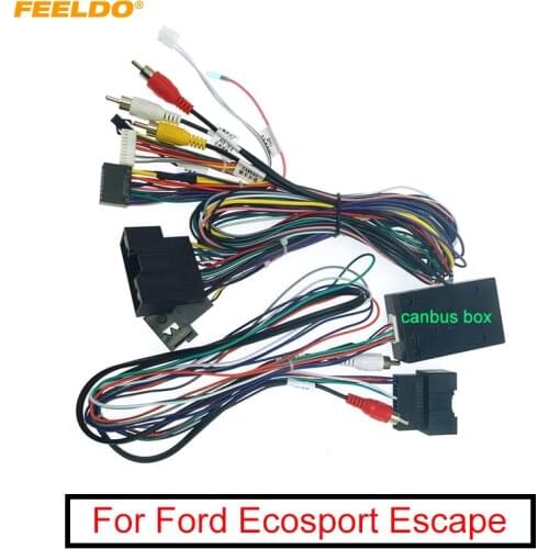 FEELDO Car Audio 16PIN Android Power Cable Adapter With Canbus Box For Ford Ecosport Escape Stereo Wiring Harness