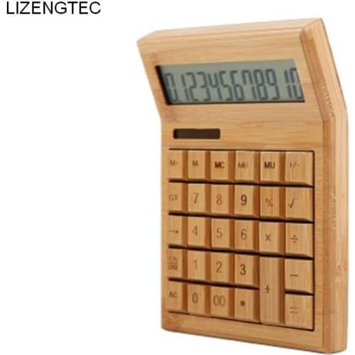 Free Shipping New Design Fashion Business Finance Solar Powered 12 Digit Big Bamboo Button Electronic Calculator