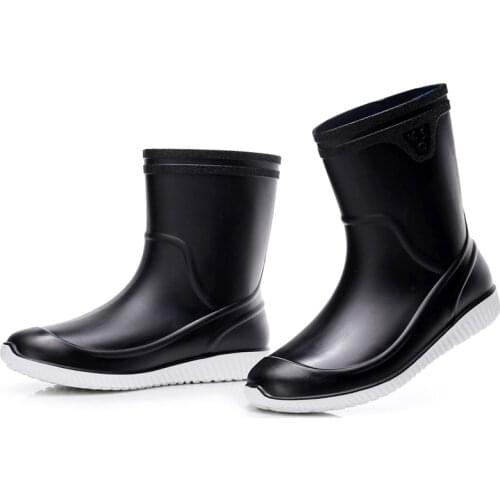 Summer Mens Rainshoes Tube Rubber Boots Non-Slip Boots Waterproof Shoes Outdoor Fishing Shoes Car Washing Work Shoes 39-44