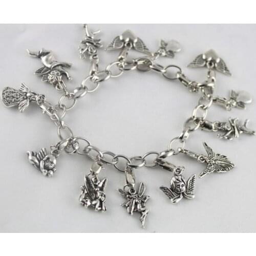 15pcs Tibetan silver angel fairy charm bracelets #20001