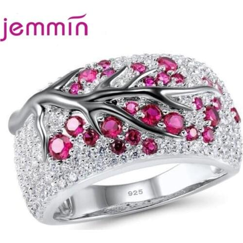 Boutique 925 Sterling Silver Tree Branch Shape Rings For Women Metal Stone Anillos Mujer Bridal Wedding Engagement Jewelry Gift