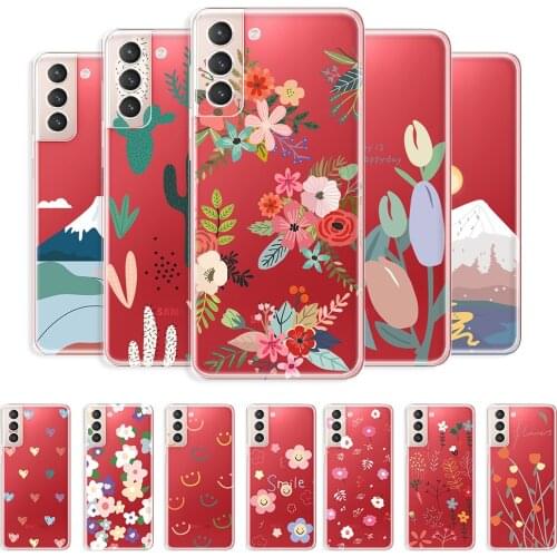 For Samsung S21 Case Transparent Soft Cover For Samsung S21 Ultra S21+ Clear Phone Case For Samsung Galaxy S21 Plus Flower Coque