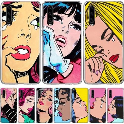 Crying Comic Girl Art Phone Case for Huawei P40 P30 P20 Mate 30 20 10 Pro P10 Lite P Smart Z + 2019 Gift Coque Cover Capa