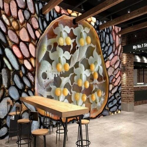 Dropshipping Colomac Wallpaper Vintage Retro Golden Jade Chinese Style Mural Stone Wallpaper Photo Wallpaper Papel De Parede