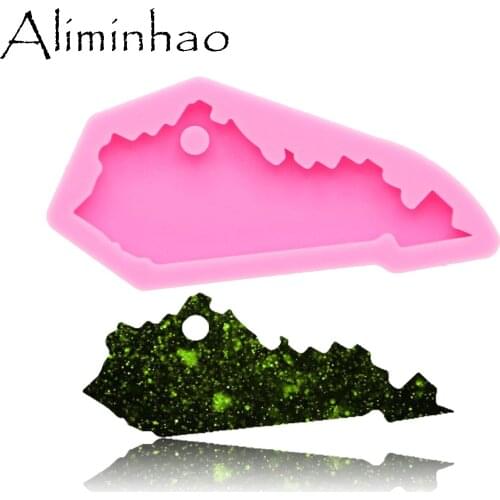 DY0211 Shiny Kentucky state shape silicone molds DIY epoxy resin molds for jewelry Decorative Craft Keychain Mold wholesale