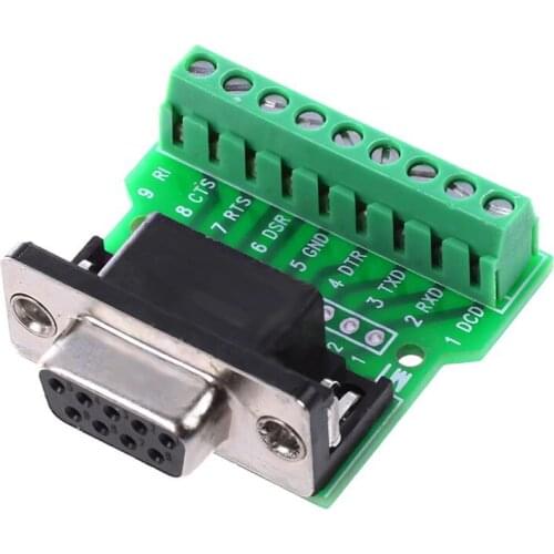 GTBL DB9 RS232 Serial to Terminal Female Adapter Connector Breakout Board Black+Green