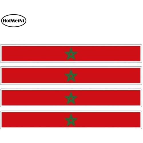HotMeiNi 13cm x 1.7cm 4pcs Car Stripe Motorcycle Racing Flag Sticker Skateboard Decal Bike Moto Tuning Morocco Car Stickers