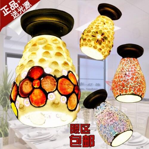 And contemporary staircase lamp Bohemia rural Mediterranean Sea shells balcony lamp corridor absorb dome light