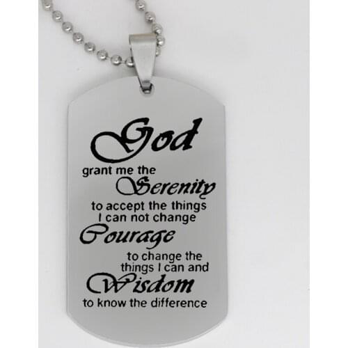 Personality Army card pendant god grant me the serenity to accept stainless steel jewelry family gift Customed necklace N4060