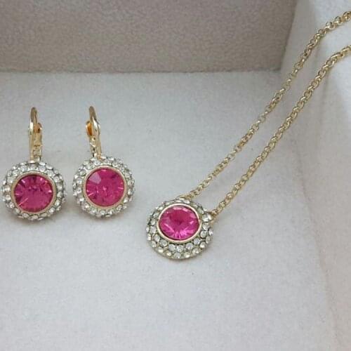 Exquisite Moon River Crystal Stone Gold Chain Bridal Wedding Jewelry Set, Womens 925 Sterling Silver Necklace Earrings Set Gift