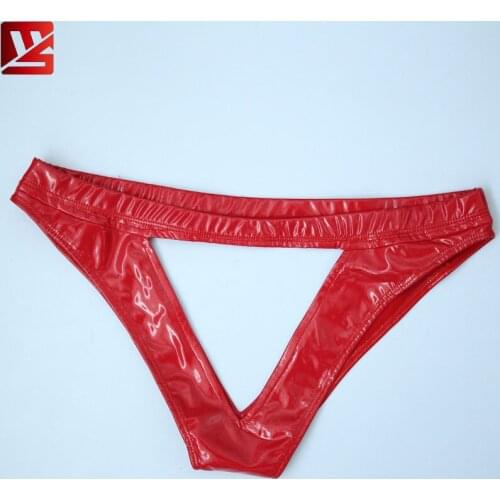 MEISE Sexy Women Plus Size PVC Shiny Tangas Women Sexy Erotic Tanga Hollow Out PU Leather Lingerie G-String Thong Gay Wear F24