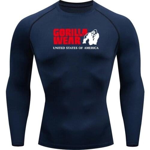 Men Compression Running T Shirt Fitness Tight Gorilla Sport tshirt Training Jogging Shirts Gym Sportswear Quick Dry rashgard