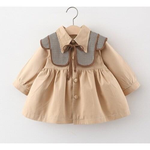 2021 Autumn Baby Girls Clothes Kids Jackets Fashion Plaid Windbreaker for Infant Cotton Trench Outerwear Toddler Girls Clothing