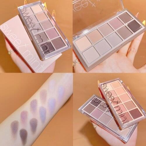 10 Colors Eyeshadow Palette All Matte Pigmented Long Lasting Waterproof Korean Cosmetics Flash Glitter Smokey Eye Shadow Pallete
