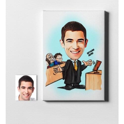 Personalized Mr Attorney Cartoon Canvas Table (50x70 cm.) 3 Special Design Souvenir Beautiful Memories Friend Wife Lovers Gift