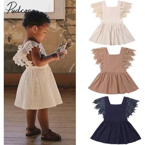 Newborn Girls Princess Baby Dress Kids Wedding Party Pageant Lace Cotton Linen Backless Tutu Dresses Vestidos 0-3y