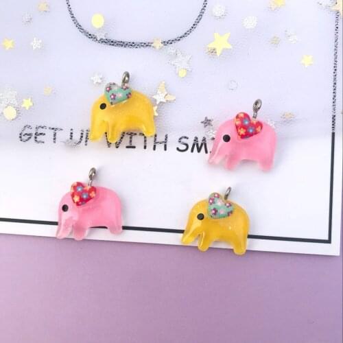 20*20mm 10pcs mini small elephant charms earrings flat back resin charms necklace pendant keychain charms for DIY decoration