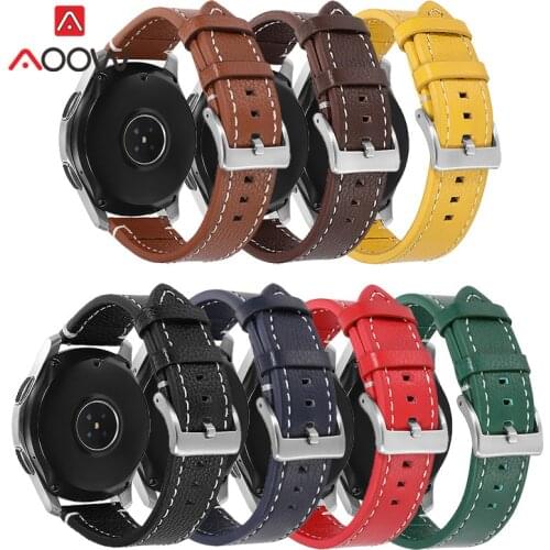 18mm 19mm 20mm 21mm 22mm 24 Genuine Leather Strap Men Women Replacement Bracelet Band for Huawei Watch GT 2 46mm Samsung Active2
