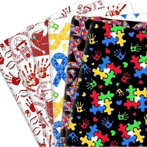 AUTISM Bloody Hands 100% Pure Or Polyester Cotton Material Patchwork Sewing Fabrics Quilt Needlework DIY Cloth 50*145cm