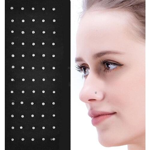 Crystal Rhinestone Nose stud Stainless Surgical Nose Piercing Stud Superfine ear bone needle earrings Body Jewelry
