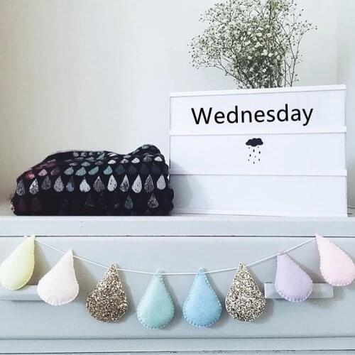 Nordic Felt Raindrops Wall Hanging Decoration Water Drops Baby Bed Tents String Garlands Pendants Kids Room Decor Ornament Gifts