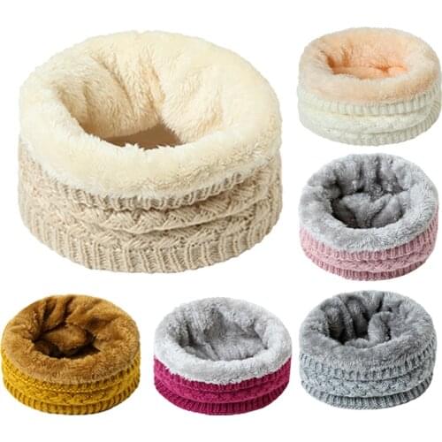 Unisex Winter Neck Scarf Women Warm Fur Thick Snood Knitted Ring Scarves Children Outdoor Solid Cashmere Beanie Bufanda